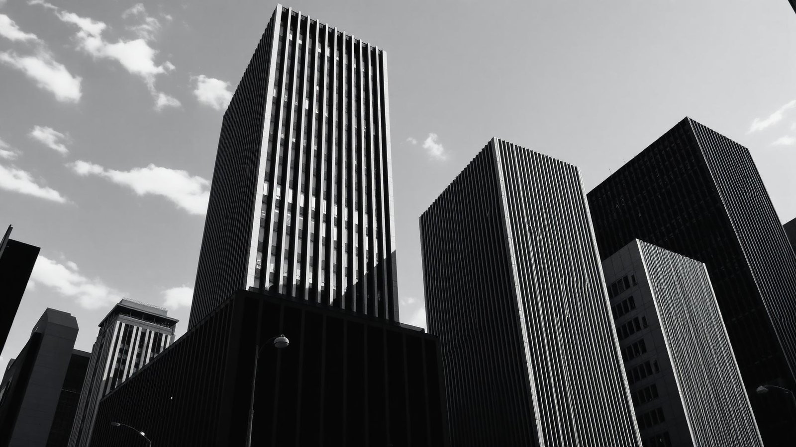 Arquitetura geométrica em preto e branco